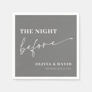Minimalist Grey The Night Before Rehearsal Dinner Napkin