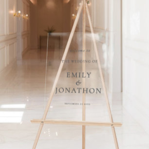Minimalist Grey Typography Welcome to Wedding Acrylic Sign
