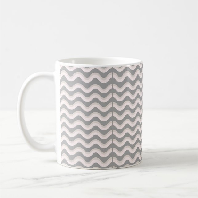 Minimalist Grey wavy Line Patterned Coffee Mug (Left)