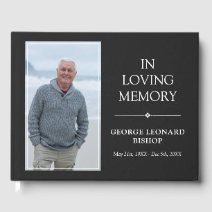 Minimalist Grey & White In Loving Memory Photo Guest Book