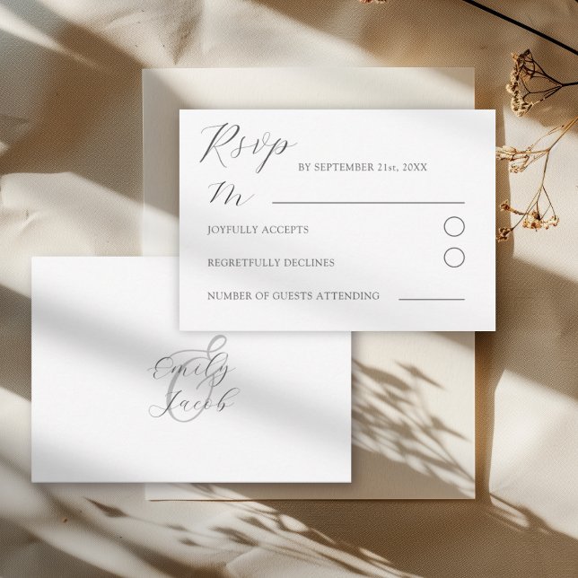 Minimalist Grey & White Wedding RSVP Card (Creator Uploaded)