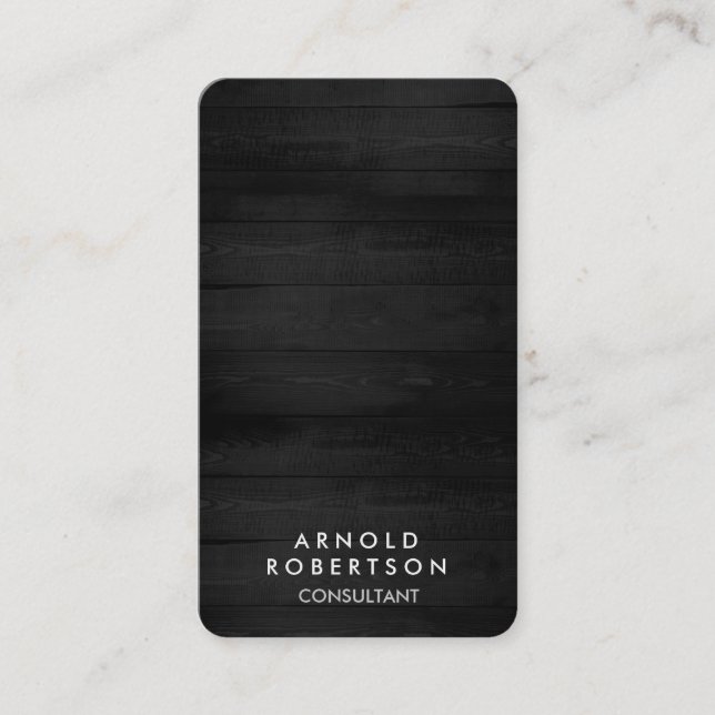 Minimalist Grey Wood Modern Stylish Elegant Business Card (Front)
