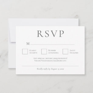 Minimalist Grey Writing Wedding RSVP Card