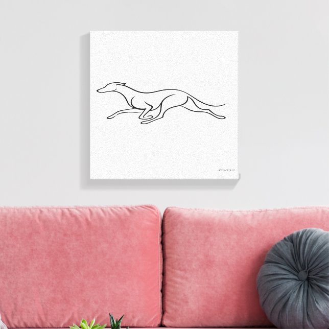 Minimalist Greyhound Running Single Line Art Canva Canvas Print (Insitu(LivingRoom))
