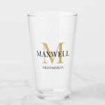 Minimalist Groomsman Black Gold Custom Monogram Glass<br><div class="desc">Modern Gold and Black Monogrammed drinking glass for groomsmen - Create your own custom groomsman gift by adding the recipient's name and monogram. A unique and thoughtful gift for wedding party members. You can change the groomsman template to best man, father-of-the-groom, etc. Want a different font or colour for the...</div>