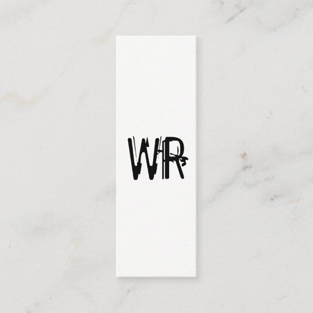 Minimalist Grunge Monogram Mini Business Card (Front)