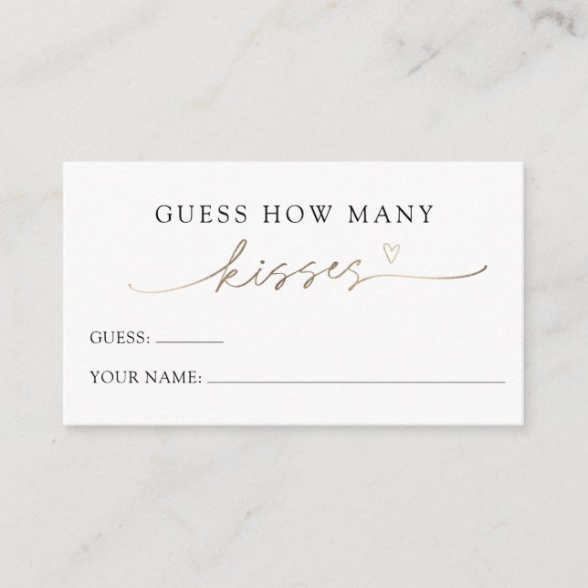 Minimalist Guess How Many Kisses Game Card (Front)