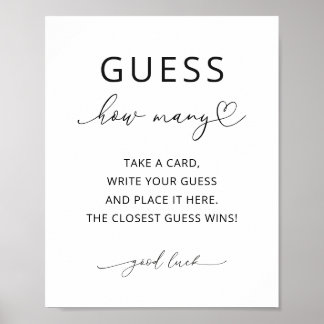 Minimalist Guess How Many Party Game Sign