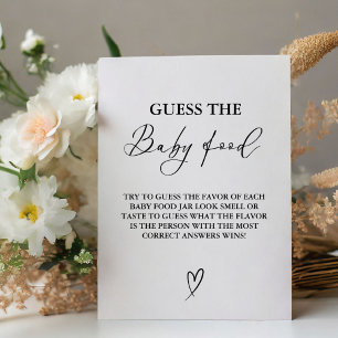Minimalist Guess The Baby Food Baby Shower Game Pedestal Sign
