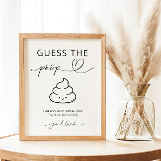 Minimalist Guess The Poop Baby Shower Party Sign