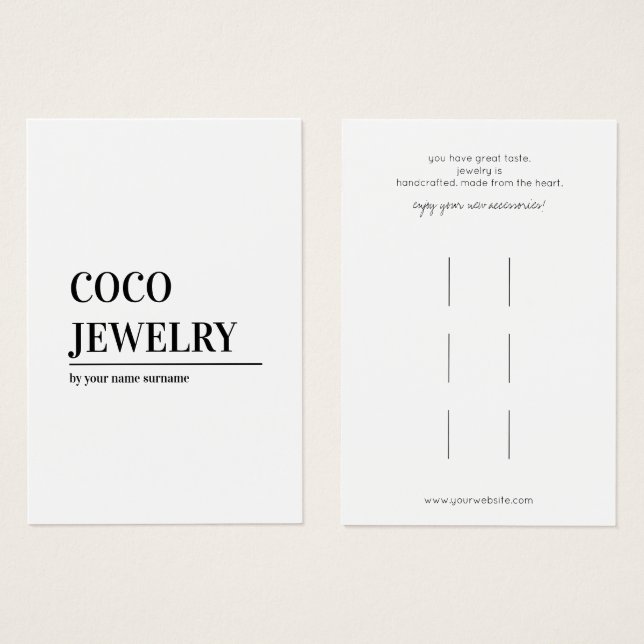 Minimalist Hair Clips Accessories Display Card (Front & Back)