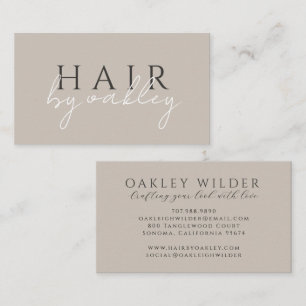 Minimalist Hair Stylist Griege Business Card