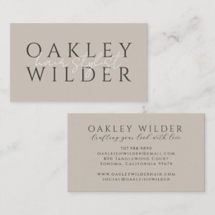 Minimalist Hair Stylist Griege Business Card