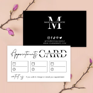 Minimalist Hair Stylist Salon Logo Black & White Appointment Card