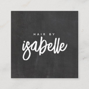 Minimalist Hair Stylist Script Black Square Business Card