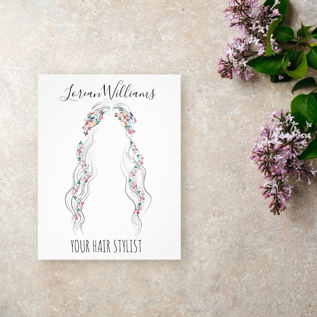 Minimalist Hairstylist Bride Wavy Hair Chic Floral Flyer (Creator Uploaded)