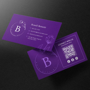 Minimalist Hairstylist Floral Botanical QR Code Business Card