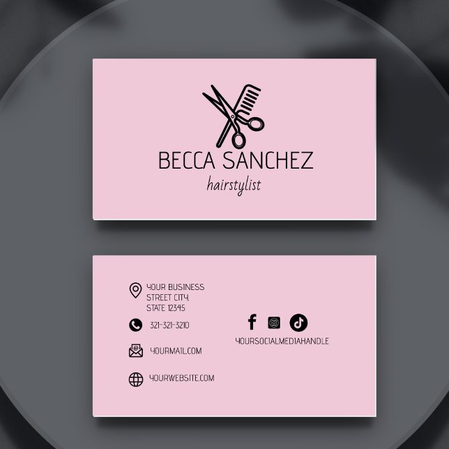 Minimalist hairstylist hairdresser business card (Creator Uploaded)
