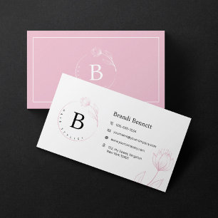 Minimalist Hairstylist Hand Drawn Floral Botanical Business Card
