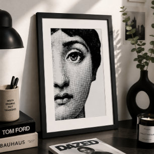 Minimalist Half Face Portrait Black & White Poster