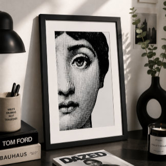 Minimalist Half Face Portrait Black & White Poster