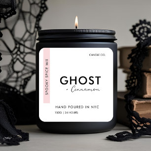 Minimalist Halloween Candle   Ghost + Cinnamon Square Sticker