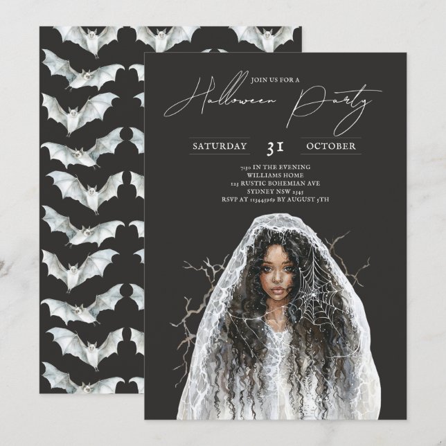 Minimalist Halloween Haunted Forest  Invitation (Front/Back)