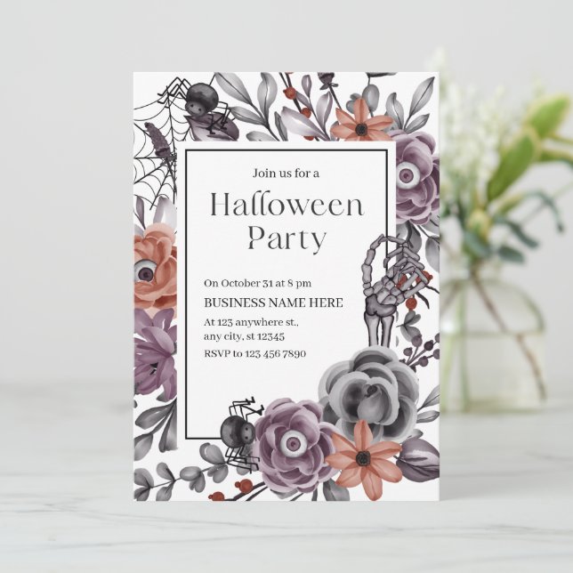 Minimalist Halloween Invitation For Business Party (Standing Front)