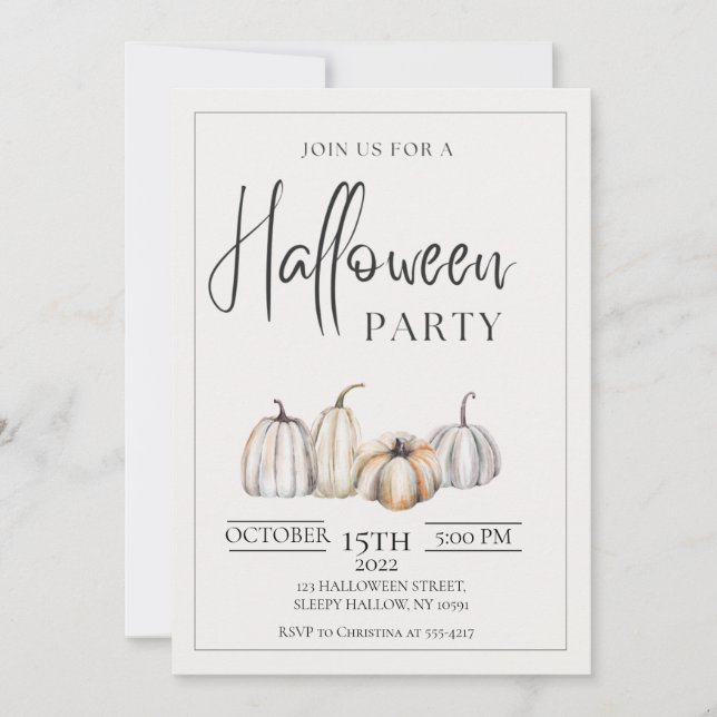 Minimalist Halloween Party Invitation (Front)