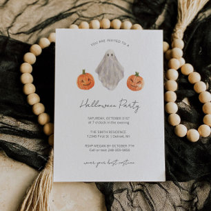 Minimalist Halloween Party Invitation Ghost