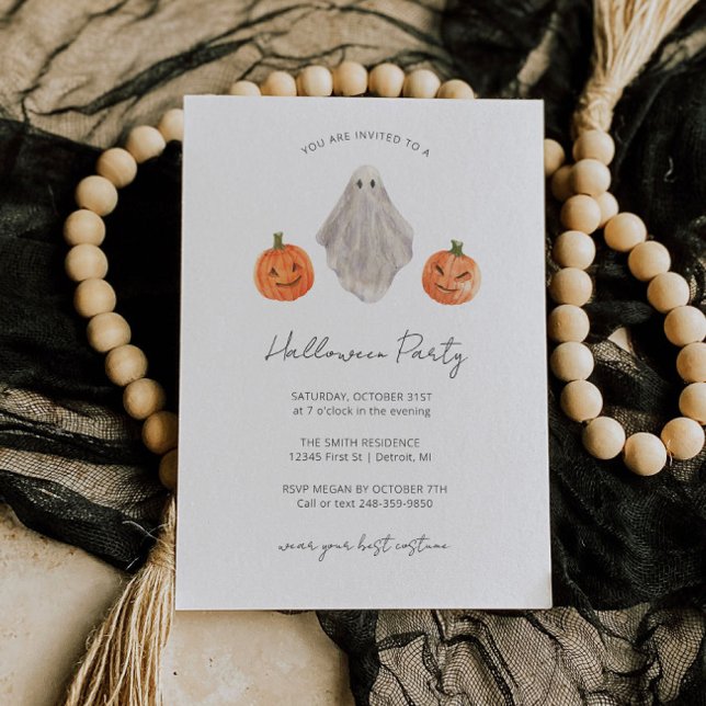 Minimalist Halloween Party Invitation Ghost (Creator Uploaded)