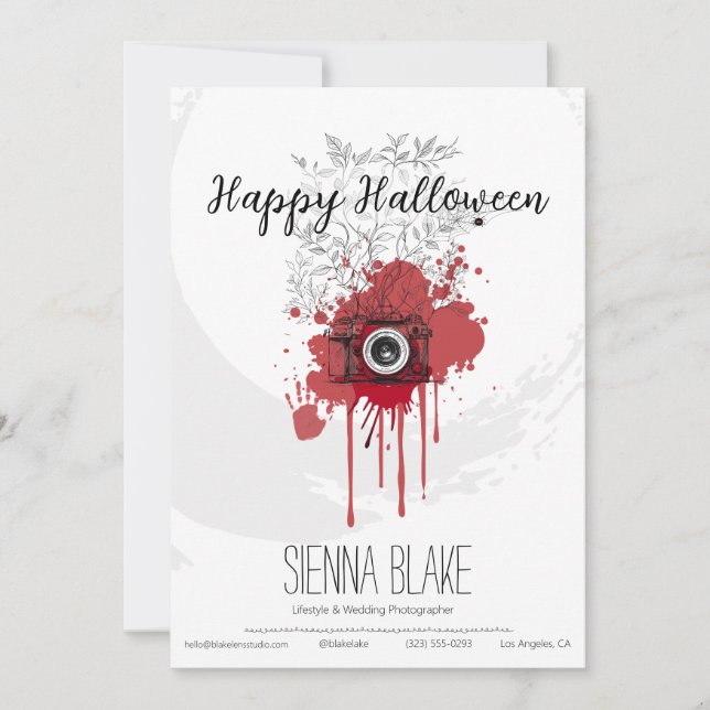 Minimalist Halloween Photographer Greeting Card (Front)
