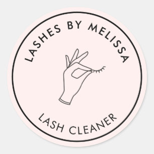 Minimalist Hand and Lashes Circle Logo Pink Classic Round Sticker