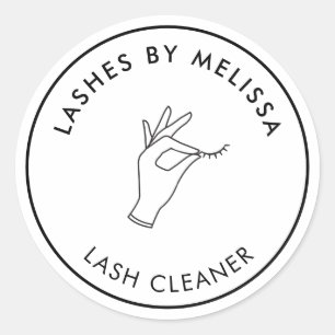 Minimalist Hand and Lashes Circle Logo White Classic Round Sticker