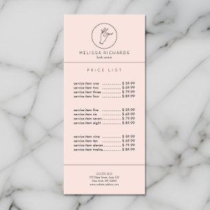Minimalist Hand and Lashes Logo Makeup Artist Pink Rack Card
