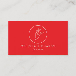 Minimalist Hand and Lashes Logo Red/Pink Business Card