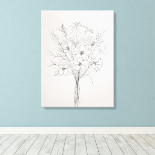 Minimalist Hand-Drawed Botanical Plant Faux Canvas Print