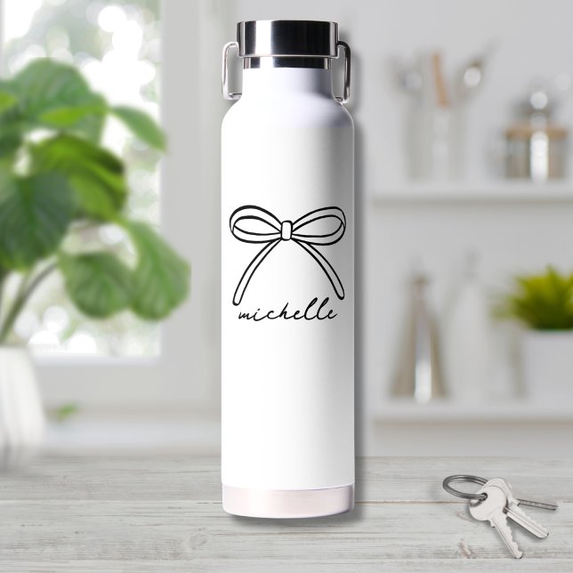 Minimalist Hand Drawn Bow Name Water Bottle (Minimalist Hand Drawn Bow Name Water Bottle)