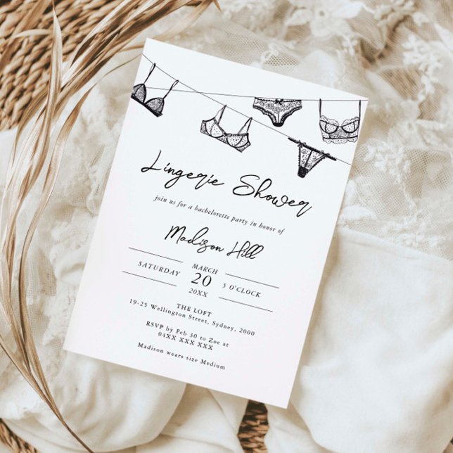 Minimalist hand drawn clothes line lingerie shower invitation (Creator Uploaded)