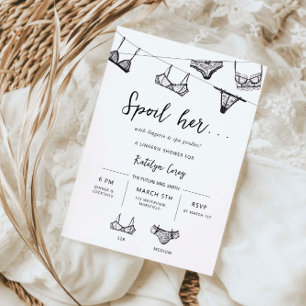 Minimalist hand drawn clothes line lingerie shower invitation