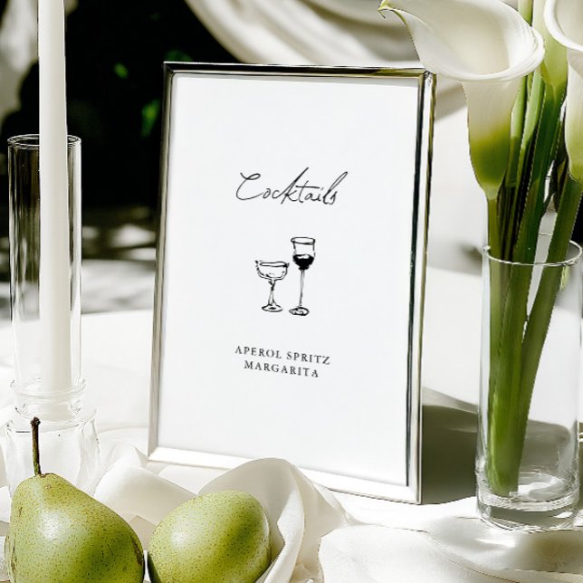 Minimalist Hand Drawn Cocktail Bar Wedding Sign (Minimalist Hand Drawn Cocktail Bar Wedding Sign)
