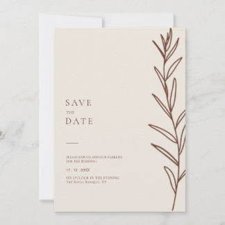 Minimalist Hand Drawn Floral Ivory Wedding Save The Date