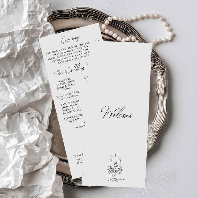 Minimalist Hand Drawn Ink Illustration Wedding Programme (Minimalist Hand Drawn Ink Illustration Wedding Program)