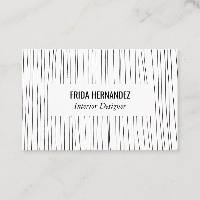 Minimalist Hand Drawn Lines Stripes Chic Elegant Business Card (Front)