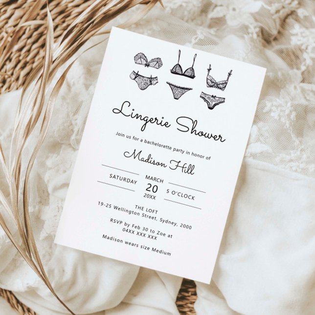 Minimalist hand drawn lingerie shower invitation (Creator Uploaded)