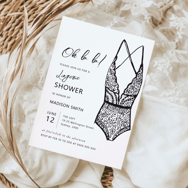 Minimalist hand drawn lingerie shower invitation (Creator Uploaded)