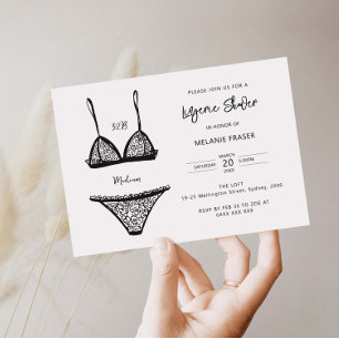 Minimalist hand drawn lingerie shower invitation