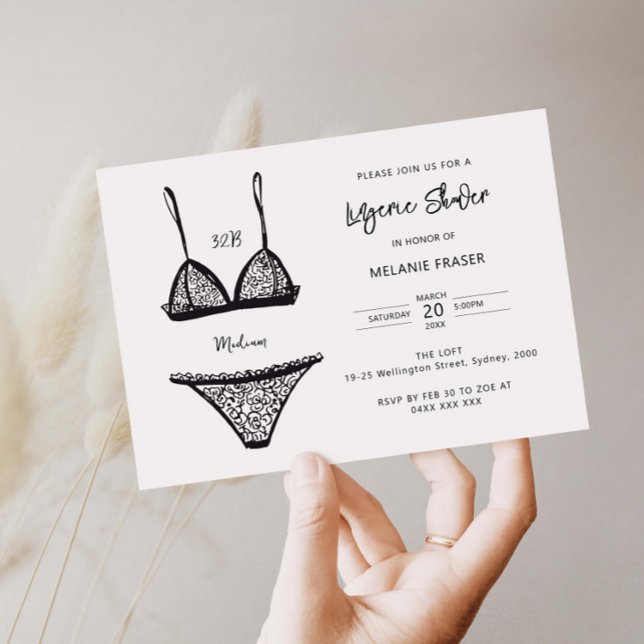 Minimalist hand drawn lingerie shower invitation (Creator Uploaded)