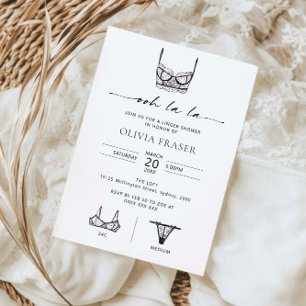 Minimalist hand drawn lingerie shower invitation