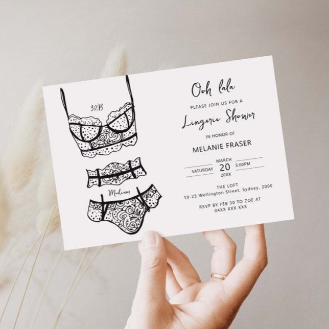 Minimalist hand drawn lingerie shower invitation (Creator Uploaded)